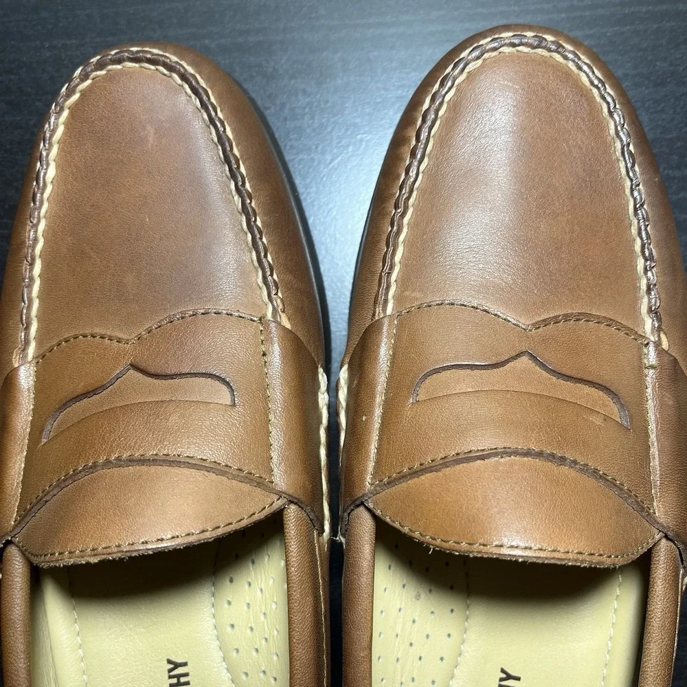 Johnston & Murphy Leather Sheepskin Penny Loafers Mens 10 M Classic Slip On